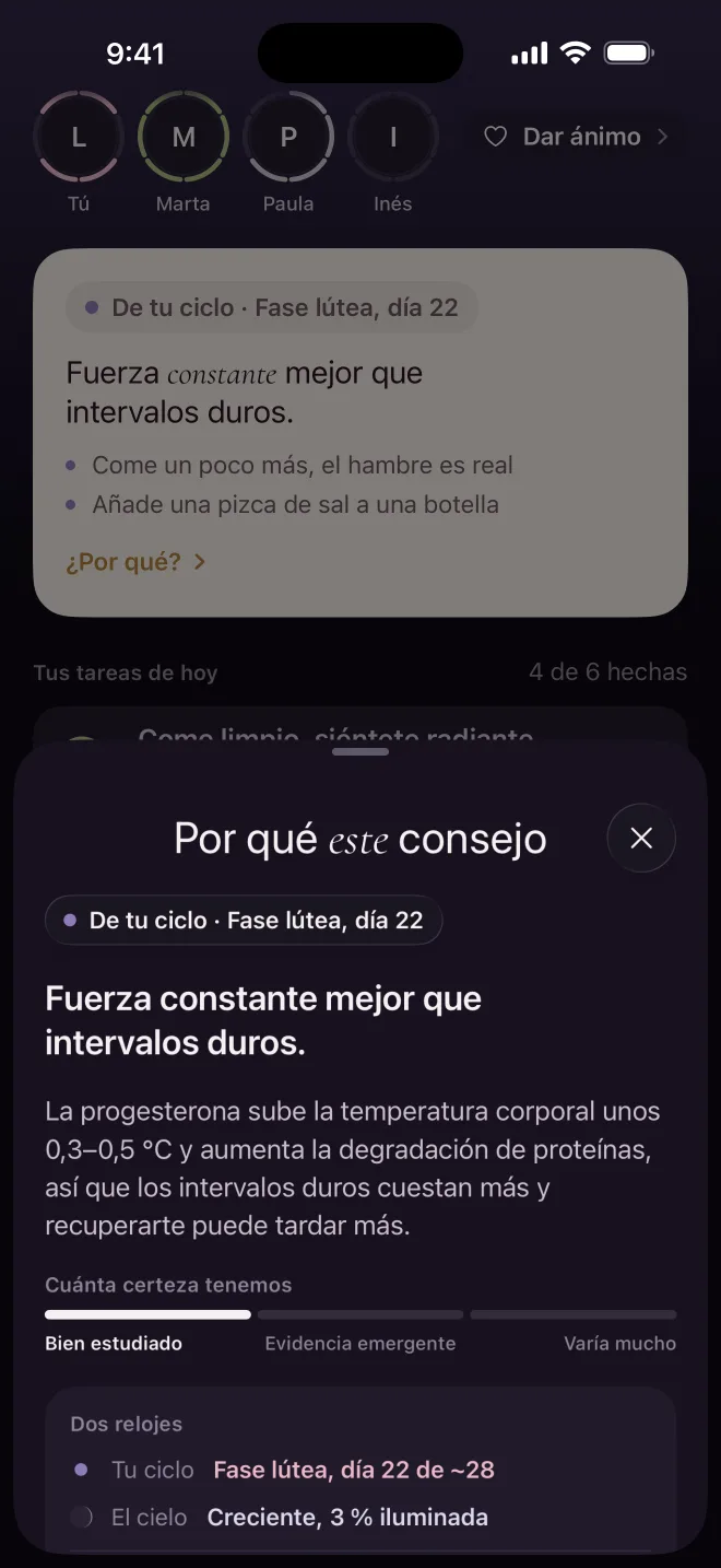 El consejo del día y pistas en cada tarea