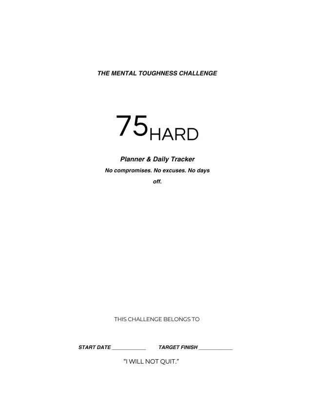 75 Hard planner cover page